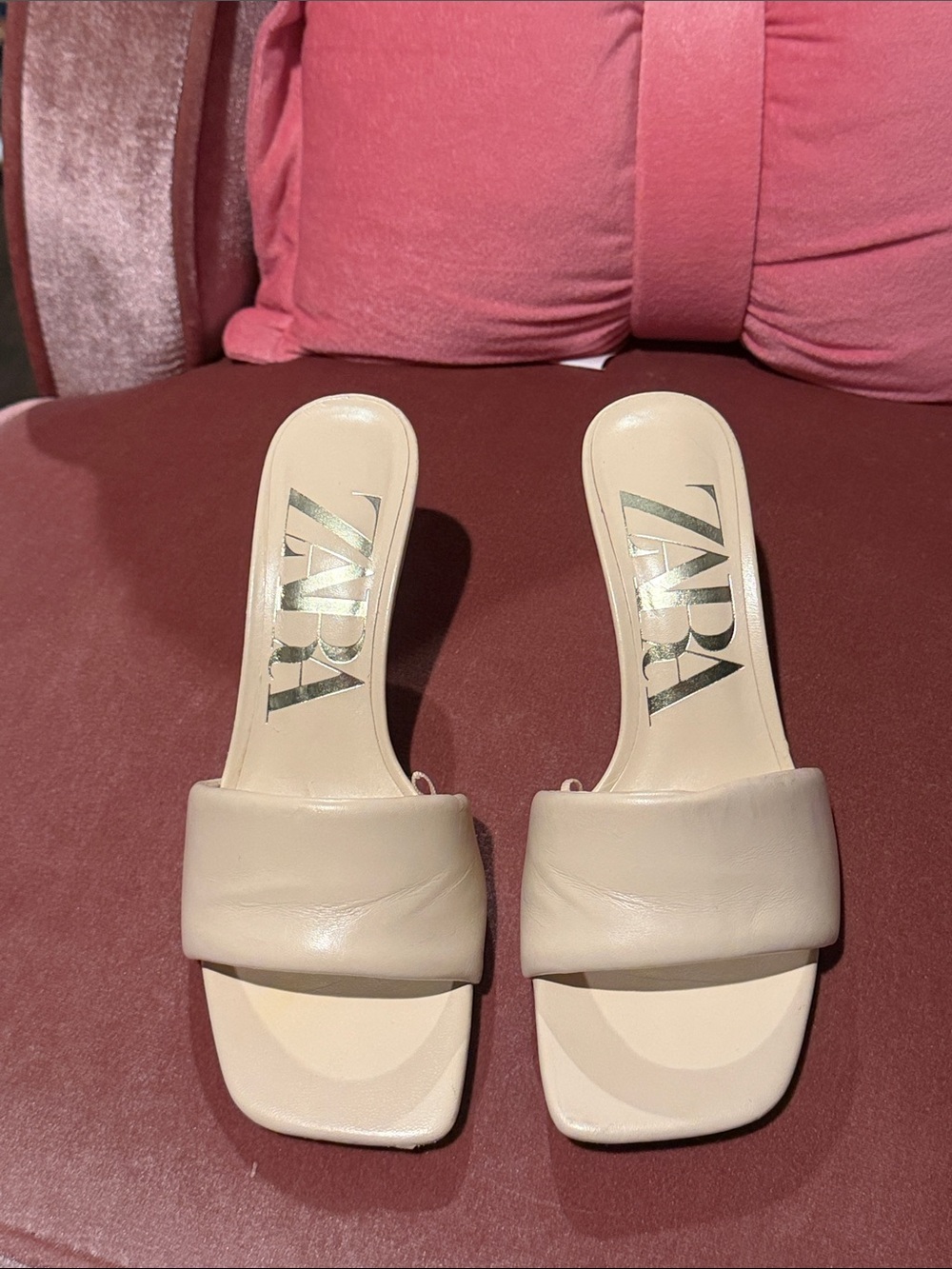 ZARA Cream Padded Slide Mules